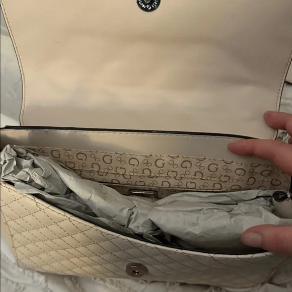 Guess Beige Quilted Shoulder Bag - Picture 3 of 3